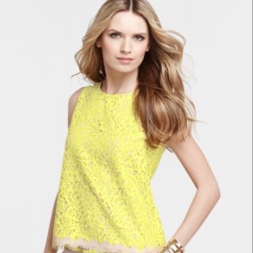 Ann Taylor Yellow lace Blouse